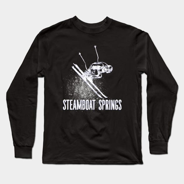 Steamboat Springs CO Ski Mountains Resort Downhill Skier Long Sleeve T-Shirt by Pine Hill Goods